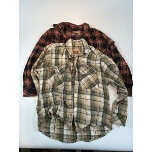 Zone Flannel Shirts Size XL Plaid Thick Heavy Weight Vintage Lot Of 2